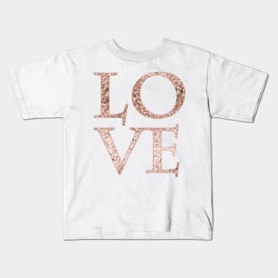 Sparkling rose gold glitter love Kids T-Shirt